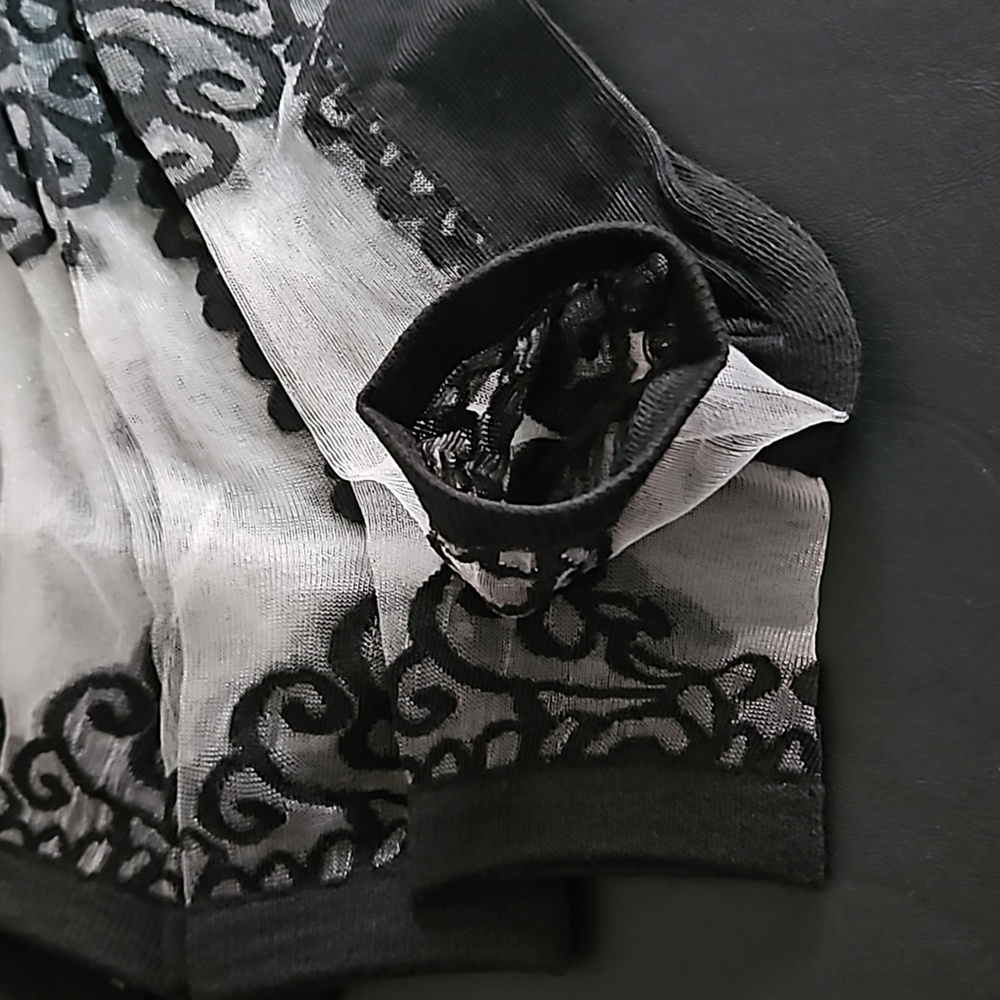 Trendy Black & White "Glass" Socks w Lace Detailing.New in pkg. Bundle of 4 - Picture 2 of 6